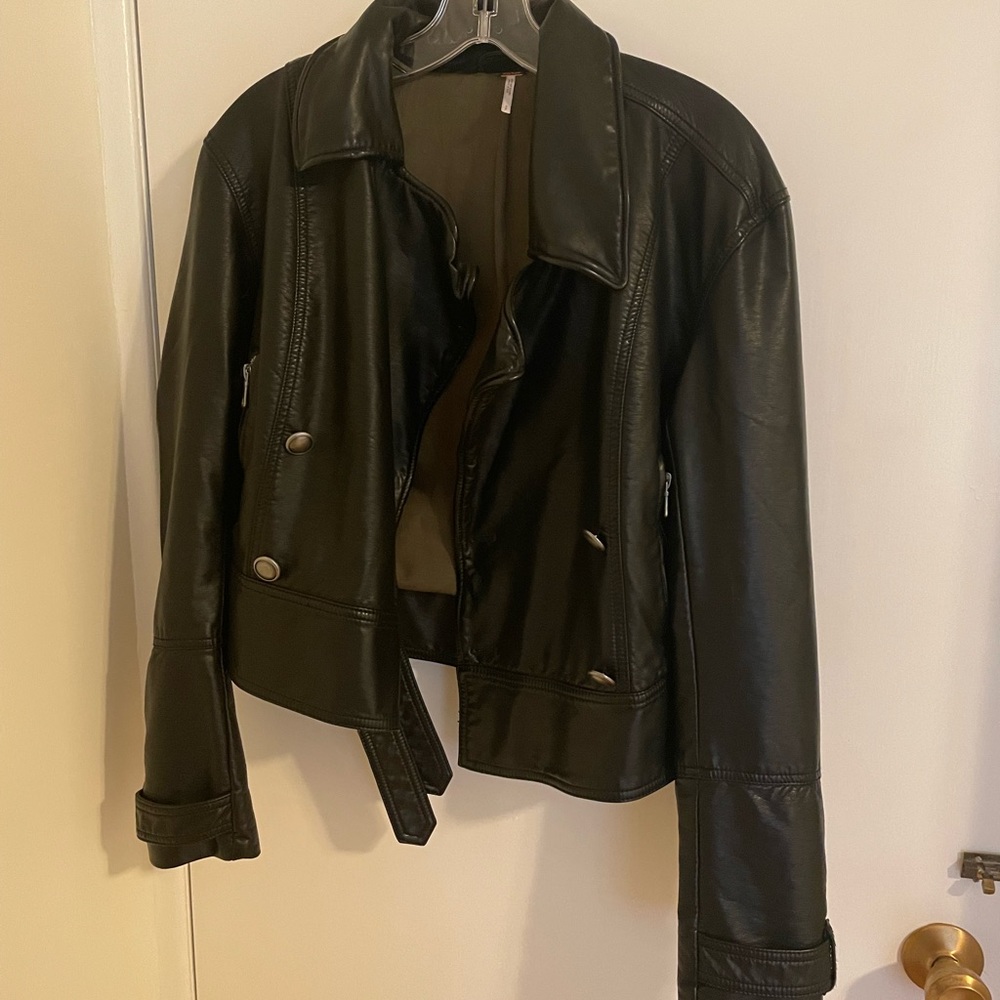 Free People Vegan Leather Motto Jacket